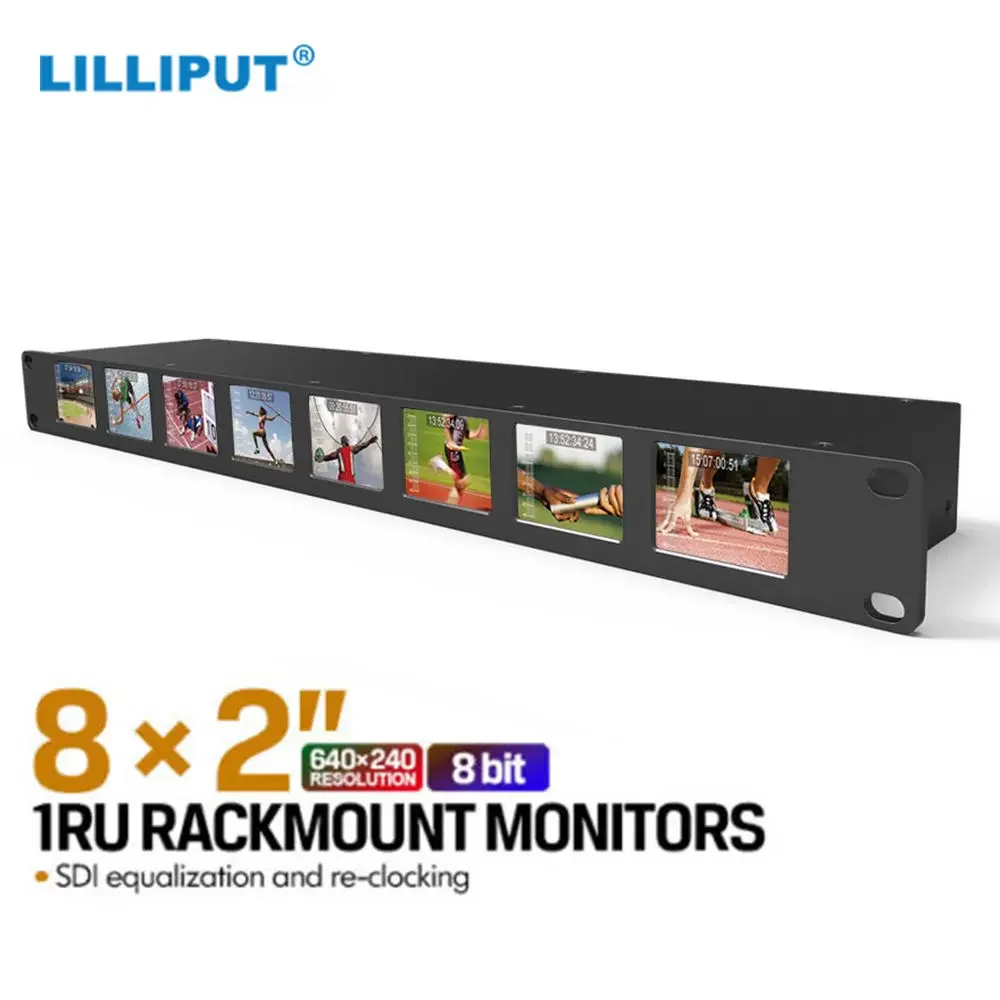 

Lilliput RM-0208S 8*2" 1RU Rackmount Monitor Broadcast Screens 3G SDI monitor with Equalization & Re-clocking