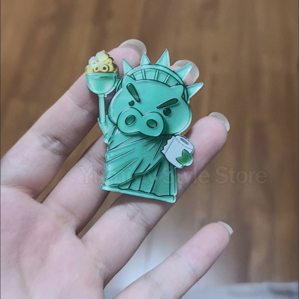 Lustiger Acryl-Kühlschrankmagnet mit Crayon Shin-chan Butadzuraemon und der Freiheitsstatue als Motiv, magnetischer Aufkleber zur Kühlschrankdekoration – Detail 7