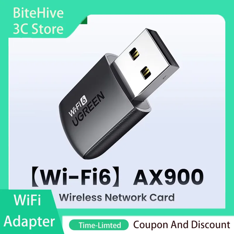 UGREEN WiFi Adapter WiFi6 AX900 5.8G&2.4G Dual Band Dongle USB2.0 6dBi MIMO Surport Windows 7/10/11 for PC Laptop Wifi Antenna