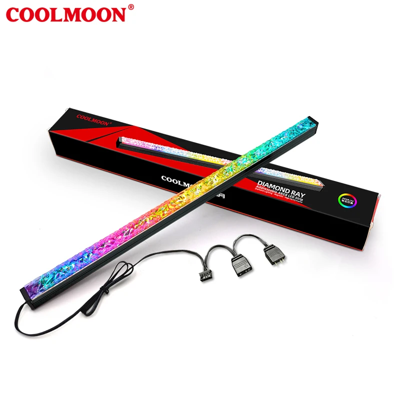 

Coolmoon Алмазный Стиль RGB светодиодная полоса освещения ПК чехол для компьютера 5 в 3 контакта/маленький 4 контакта светодиодная полоса освещения материнская плата атмосферная лампа