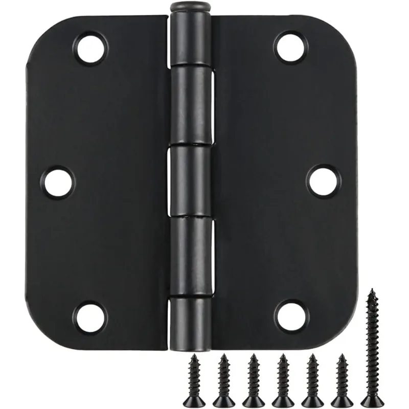 48 Pack Rounded Matte    Front Bifold Residential Standard Bedroom Indoor Door Hinge for Door Hardware Controls Matte Black