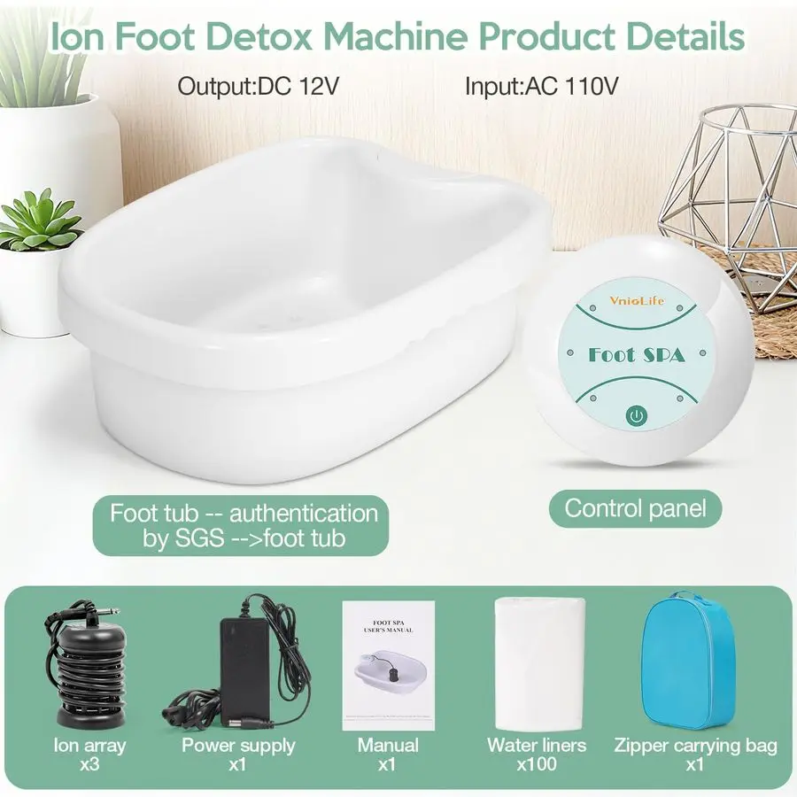Foot Bath Detox Machine, Ion Foot Detox Spa for Home Use Beauty Salon Beauty SPA Club with 100 Liners, Zipper Carrying Bag Detox