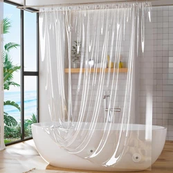 Clear Shower Curtains PEVA Transparent Bathroom Liner Waterproof Bath Curtains Bathroom Mould Proof Mildew Curtains with Hooks