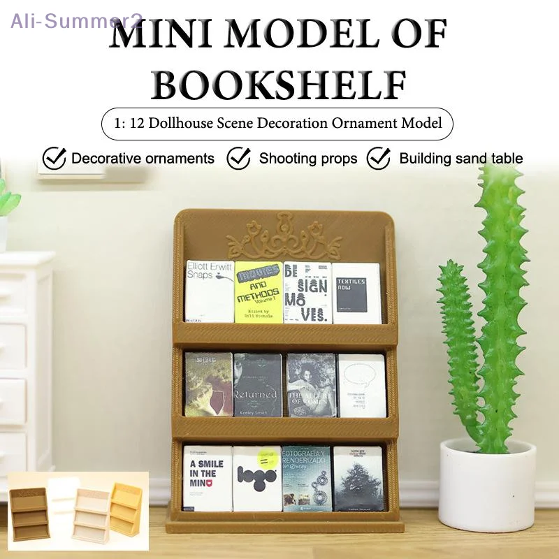

{Summer2} Doll House Book Shelves Display Model, 1/12 Miniature Study Furniture for Decorative Micro Scene.