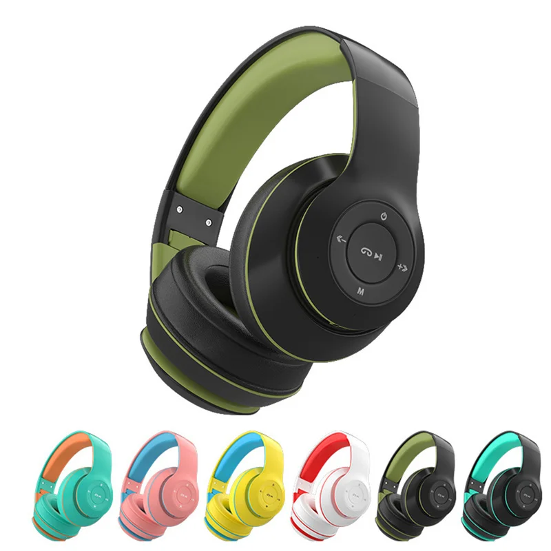 New Wireless Study Headsets Bluetooth Children Headphones Foldable Bass Stereo Earphone Mp3 Player With Mic Support TF Card PC