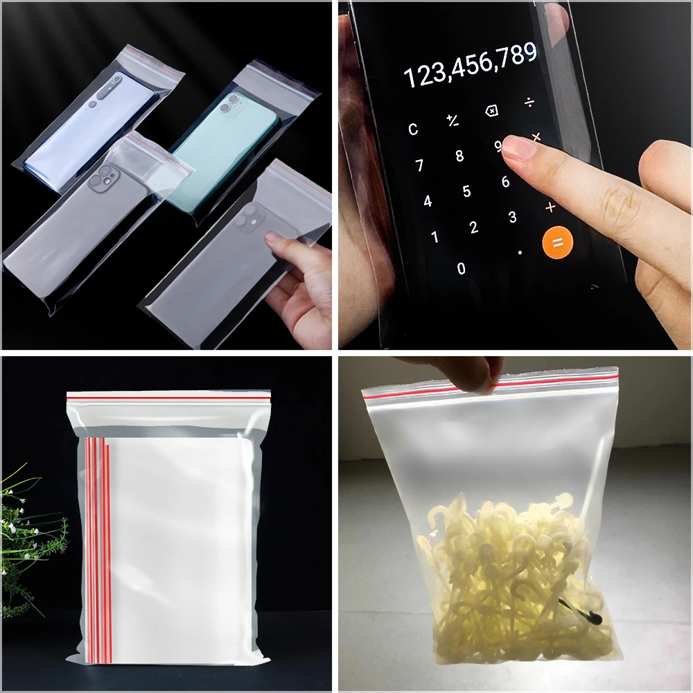 100PCS Plastic Zip Lock Bag Resealable Self Seal Pouch Storage Organizer Bag for Pack Products Jewelry Food Vacuum Fresh Pocket