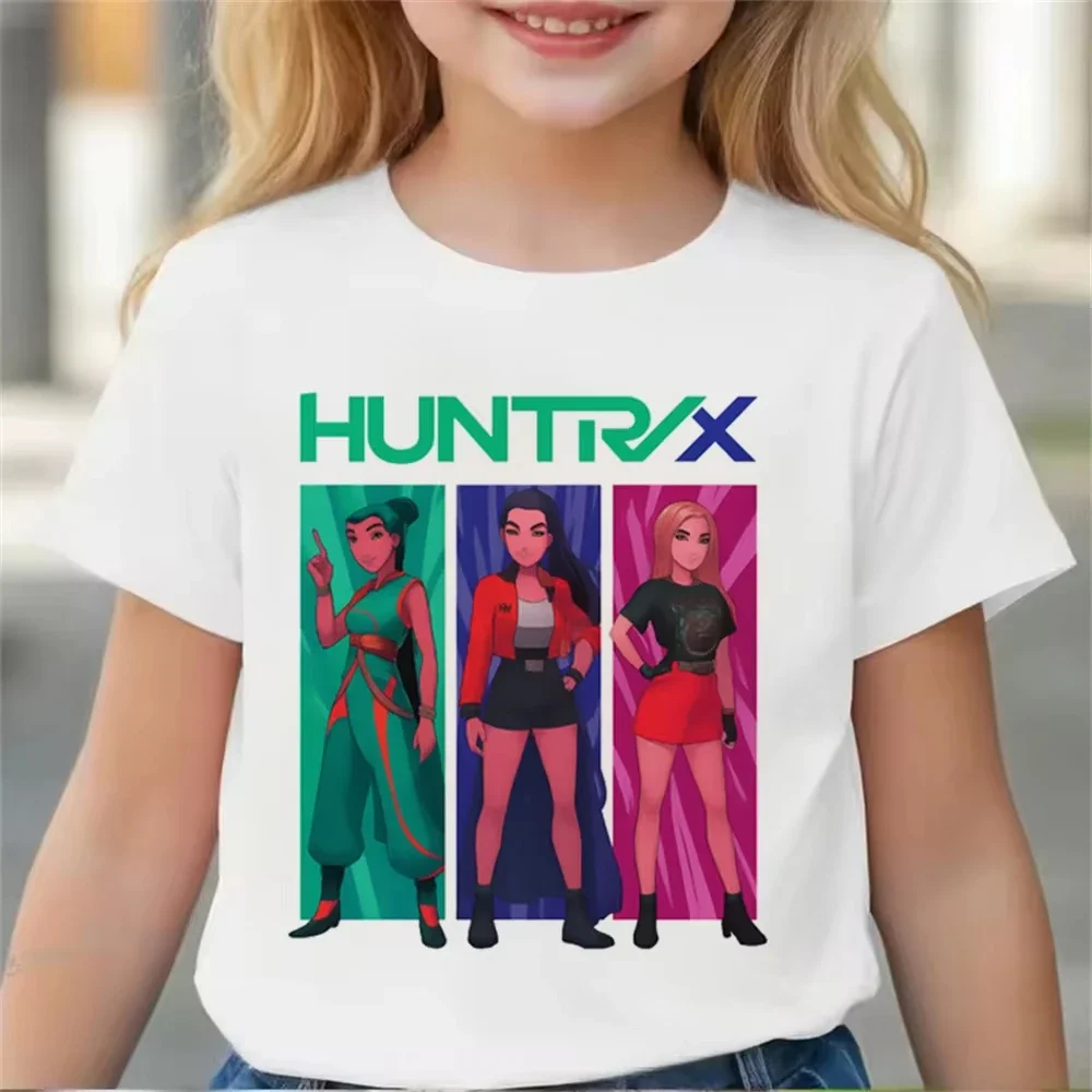 Футболка KPop Demon Hunters Tiger для девочек и мальчиков, детская одежда K-Pop Hunters Demon Hunters, футболки с милым мультяшным принтом, топы