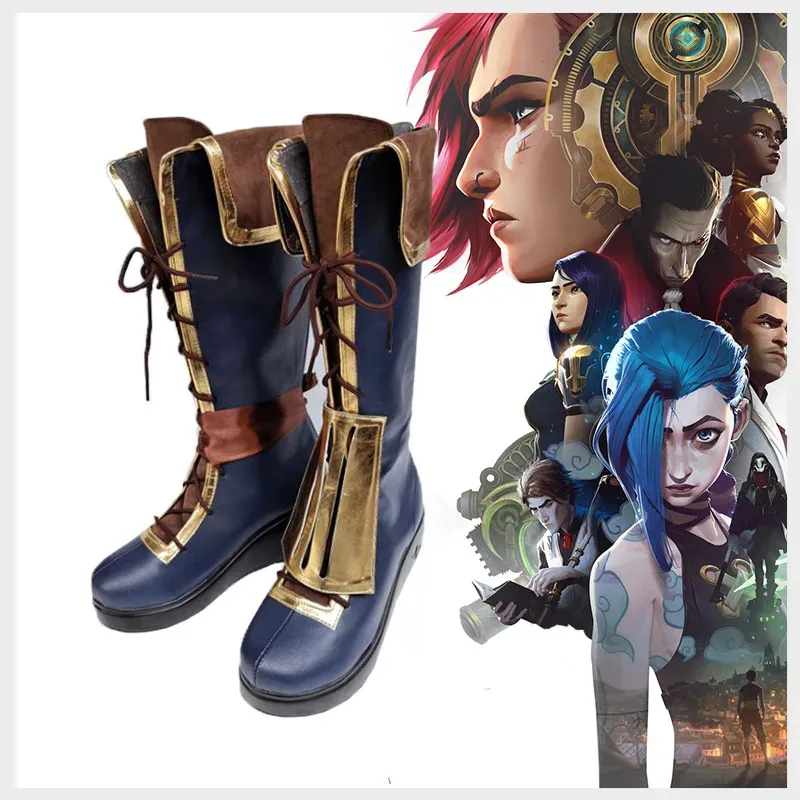 LoL Arcane Vi-zapatos de Cosplay, trajes, traje de Carnaval de Halloween para mujeres y hombres, botas Arcane VI, juego de rol