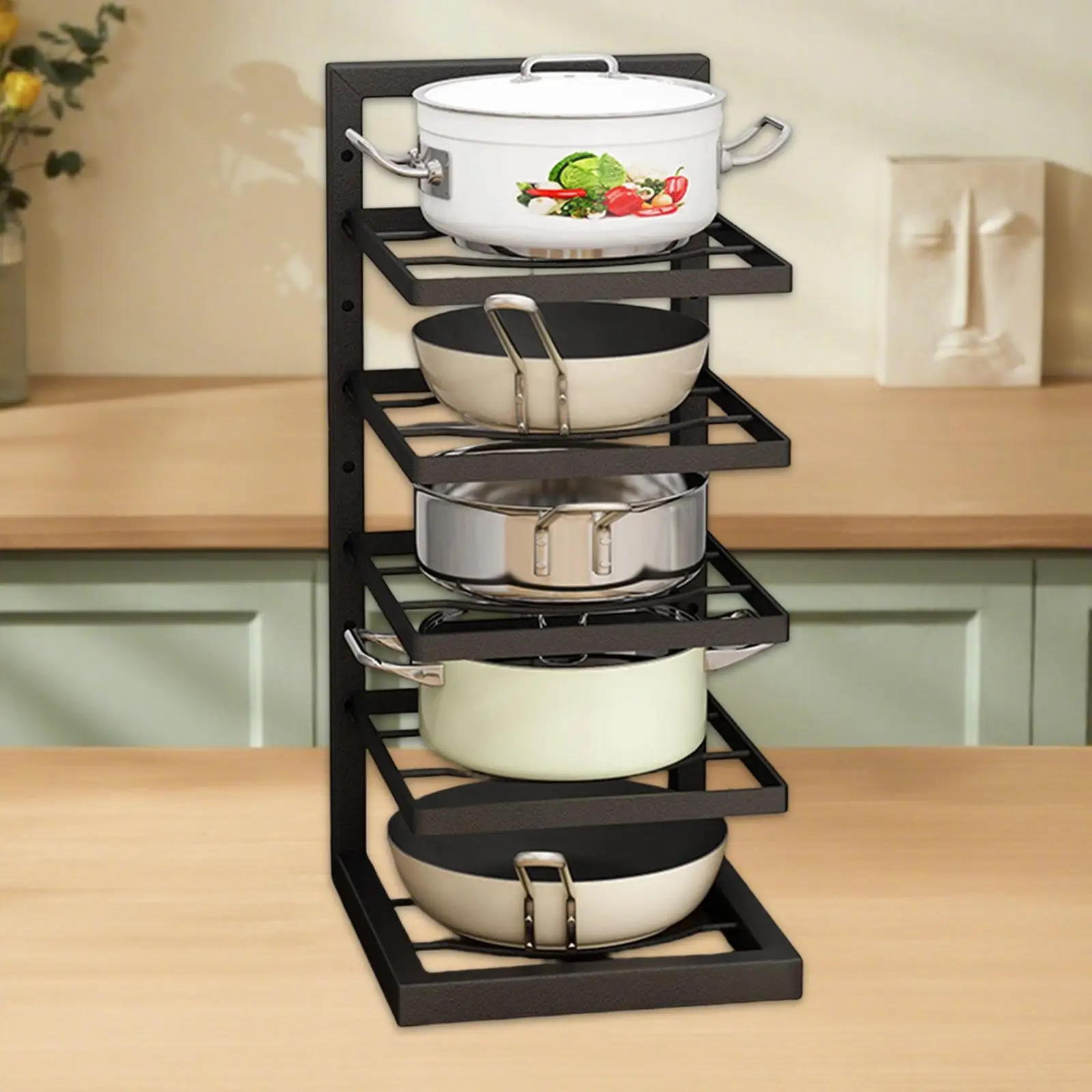 Carbon Steel Pan Organizer Multilayer Pot Rack Stand Space Saving Kitchen Accessories Organizer for Home