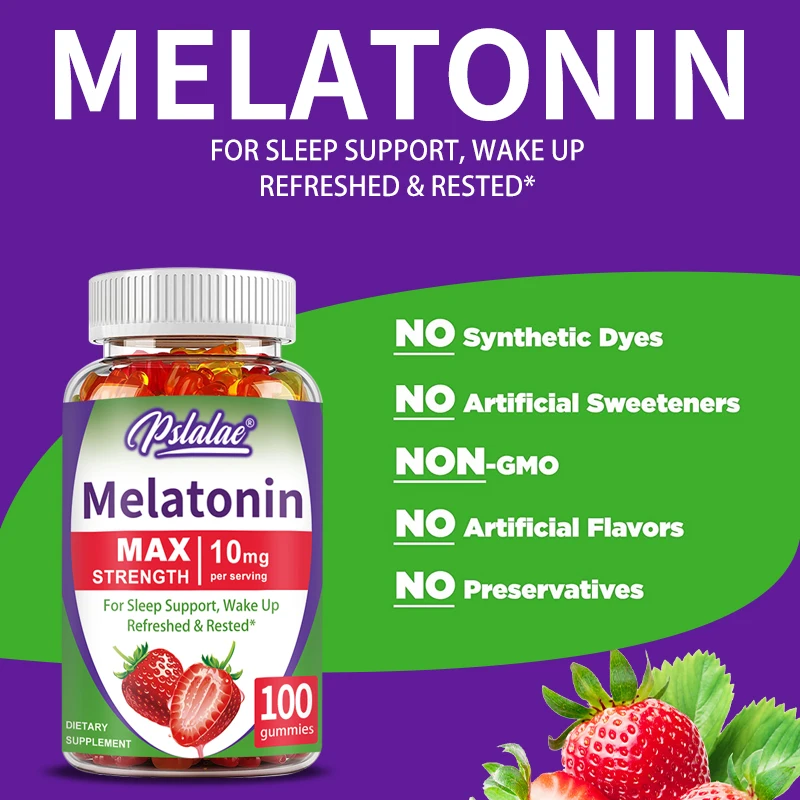 Melatonin Gummies 10 Mg - Fall Asleep Naturally, Fight Insomnia, Support Immunity, and Improve Rest Quality