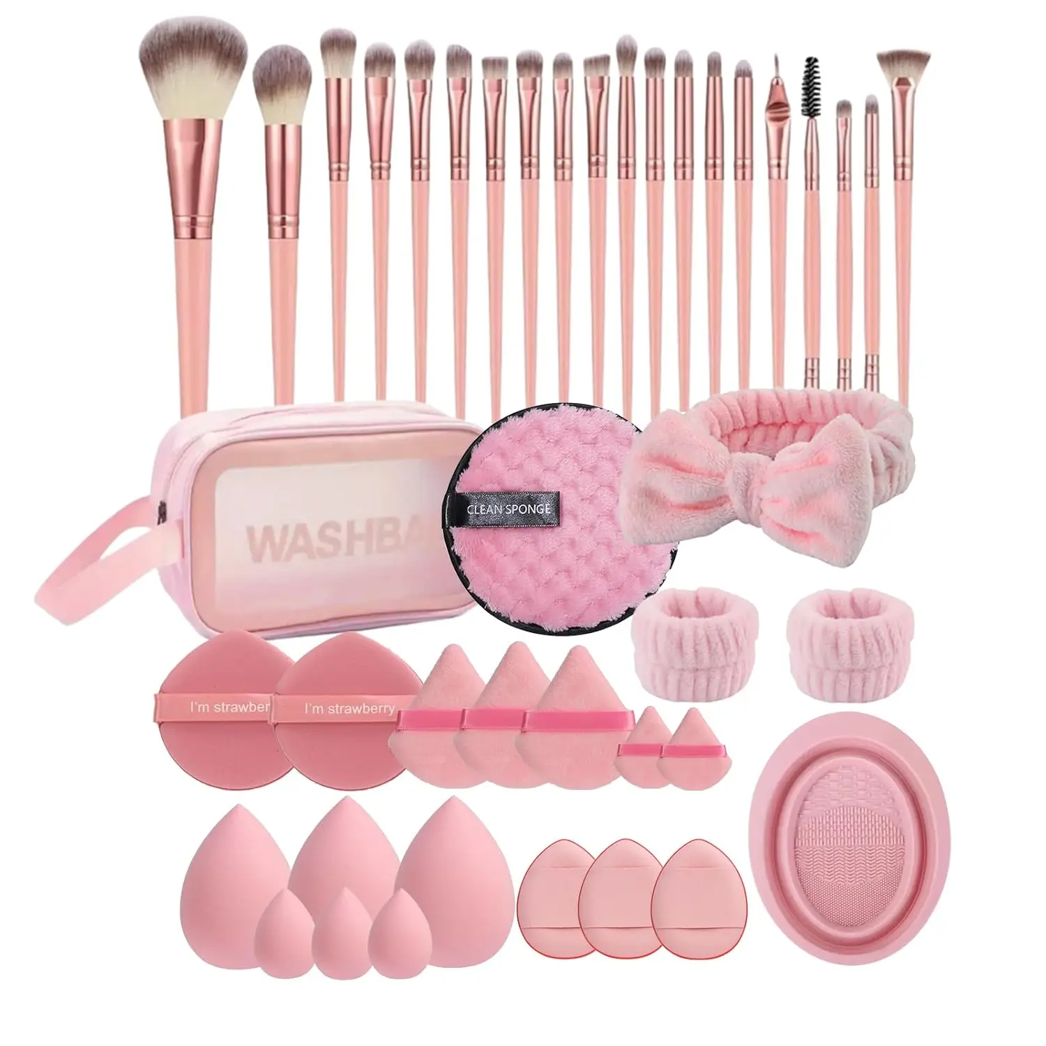 Conjunto de pincéis de maquiagem sintética premium profissional, 42 peças, adequado para iniciantes, para base facial, pó, corretivo, pincéis para os olhos