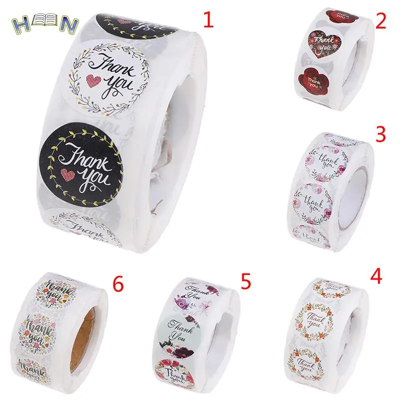 1roll/500 Pcs Colored Thank You Stickers Seal Labels Cute Stickers Per Roll Scrapbook Stationery Sticker Little Stickers