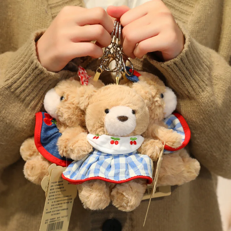 

14 см коричневый плюшевый мишка, мультяшный кулон, чучело, плюшевое животное, маленький брелок, кольцо, плюшевый модный аксессуар для сумки, подарок