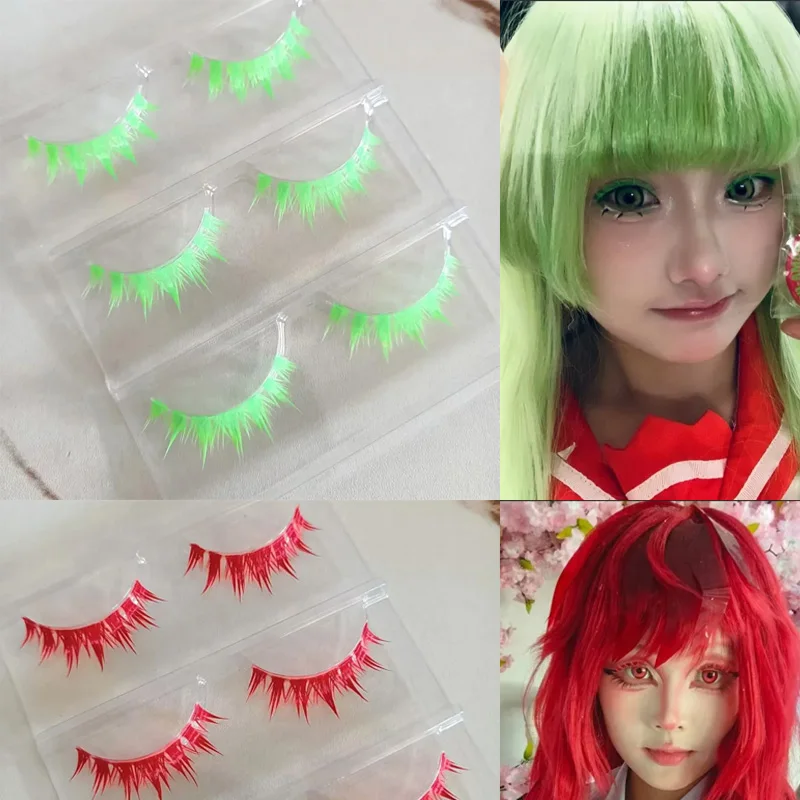 COS Hard Terrier Full Strip Colorful Eyelashes Thick False Lashes Cute Roleplaying Party Stage Performance Cosplay False Eyelash