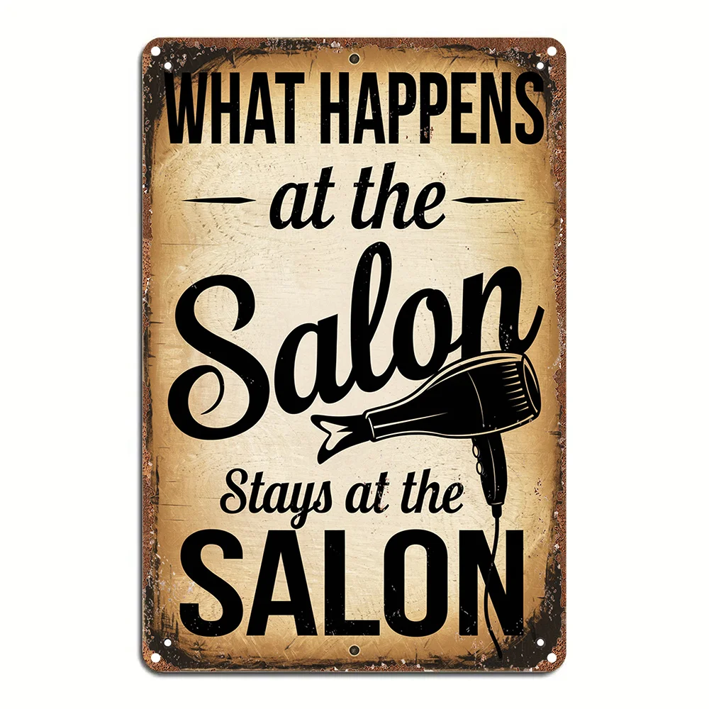 ديكور الغرفة قطعة واحدة من لافتة معدنية لصالونات الشعر العتيقة، ملصق فني جداري من الألومنيوم، هدية ديكور روح الدعابة، مقاومة للماء والغبار #1