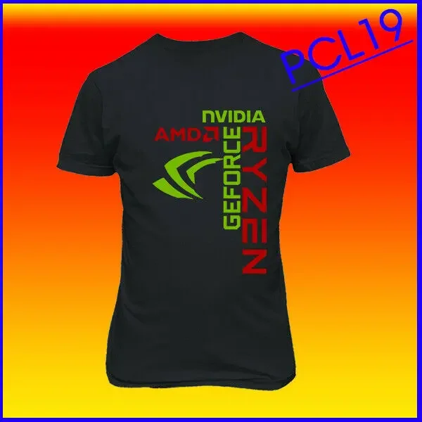 

New Amd Ryzen X Nvidia Gforce Logo Top Men'S Cotton T Shirt Size S - Xxl
