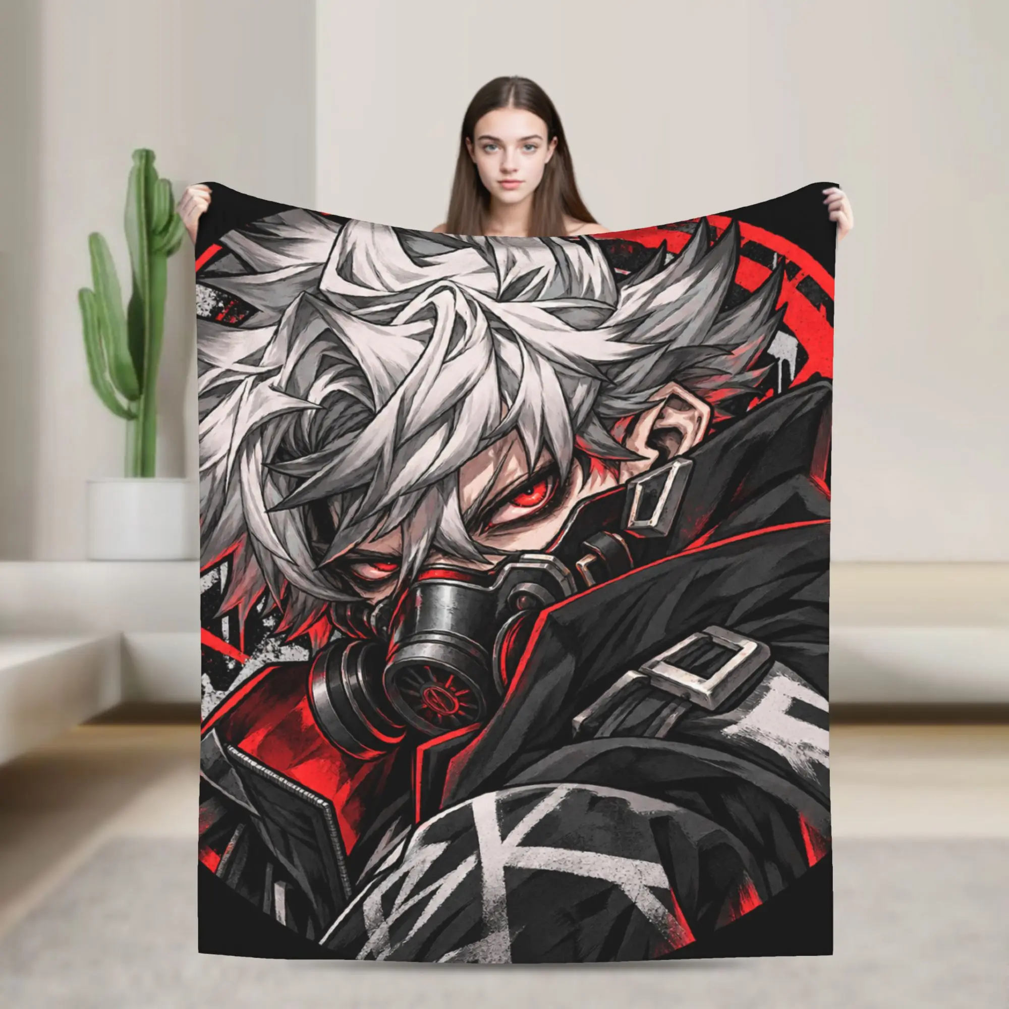 GACHIAKUTA Masked Man Dark Anime Blanket Super Soft Fluffy Plush Throw Blanket For Child Bedroom Flannel Bedspread Bed Cover