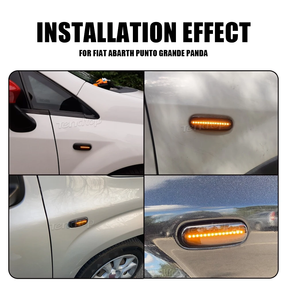 2pieces Dynamic Car LED Front Side Marker Light Turn Signal Lamp For Fiat Panda Abarth Grande Punto 199 Doblo Fiorino 3 Idea 350