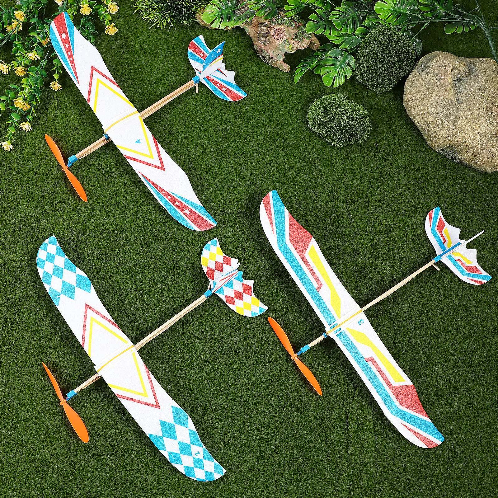 

5Pcs DIY Power Aircraft Glider Planes Educational Plaything Bright Colors Improve Hand Eye Coordination Kids Gift