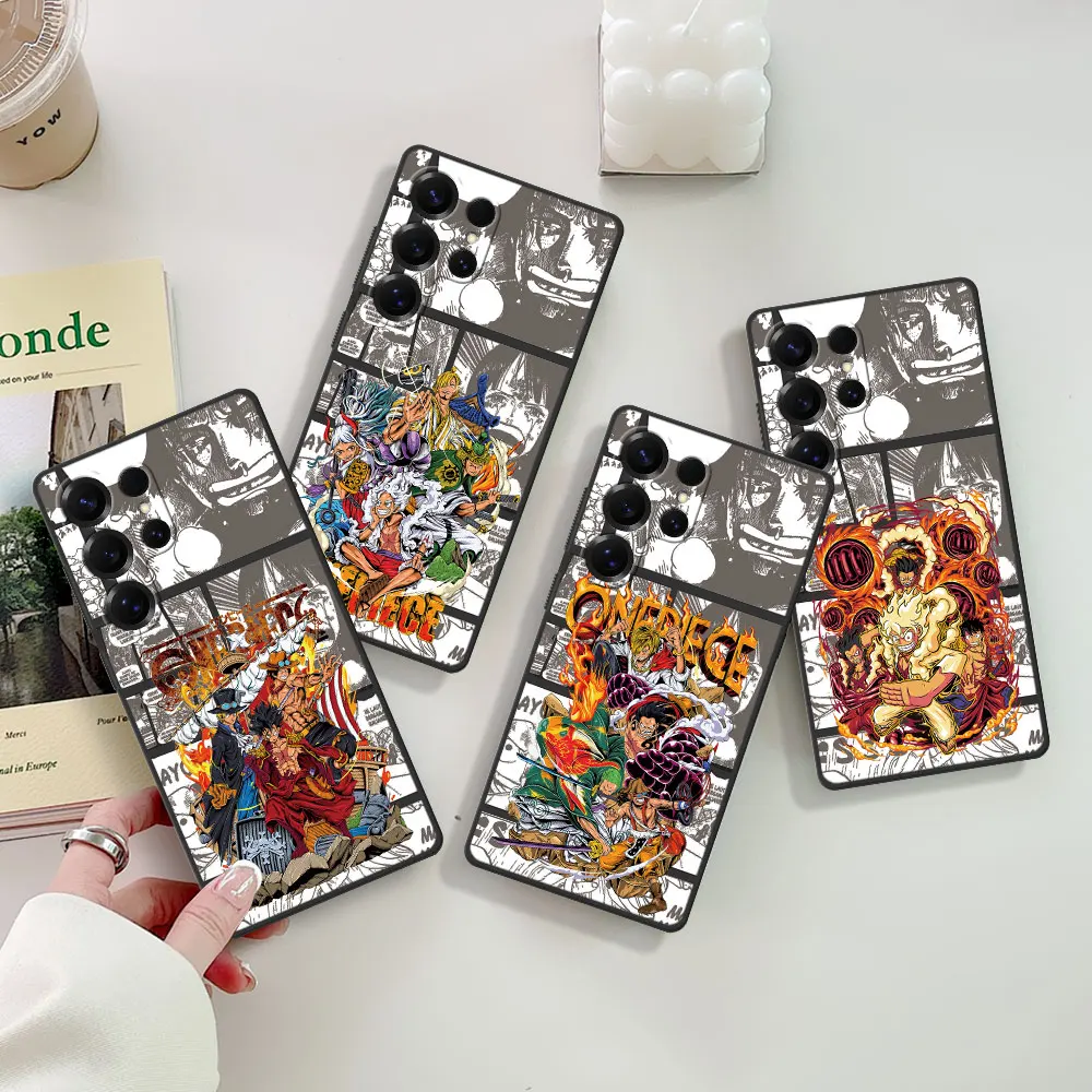 Anime One Piece Funny Case for Samsung Galaxy S25 S24 S23 S22 S20 FE S7 Edge S9 S10 S21 Ultra S8 Plus TPU Black Phone Cover