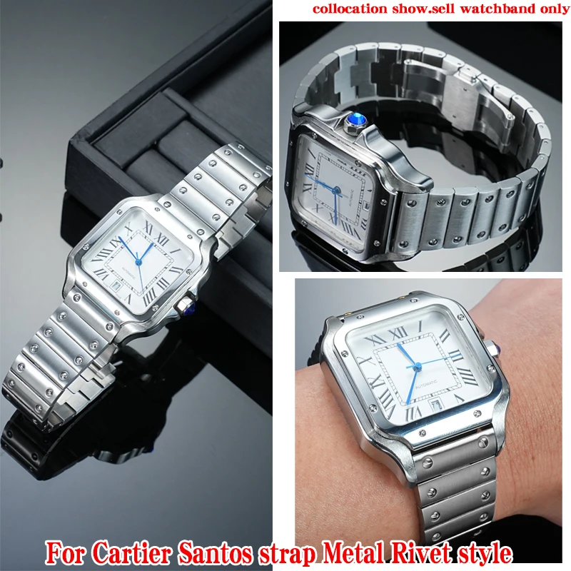سانتوس 21 مللي متر الفولاذ المقاوم للصدأ الرجال حزام الساعات معصمه لكارتييه ساندوز WHSA0007 WSSA0009 Whsa0010 المعادن أضعاف المشبك حزام ساعة اليد