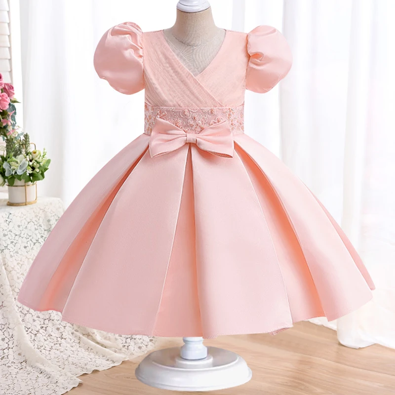 

2023 White Wedding Dress Summer Girls' Clothing From 2 to 7 Years Old Graduation Ball Evening Dress Short Ballet Dress