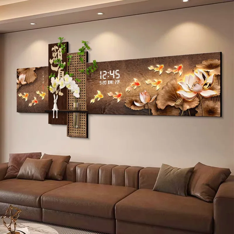 Digital Large wall clock decorative painting light luxury Led wall clock Silent decoraciones de habitaciones home furniture