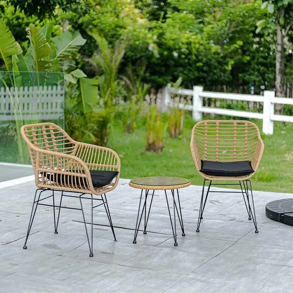

Modern Design 3pcs Wicker Rattan Outdoor Furniture Set Dining Living Room Hotel Park Courtyard Hot Sale Balcony Chair Set