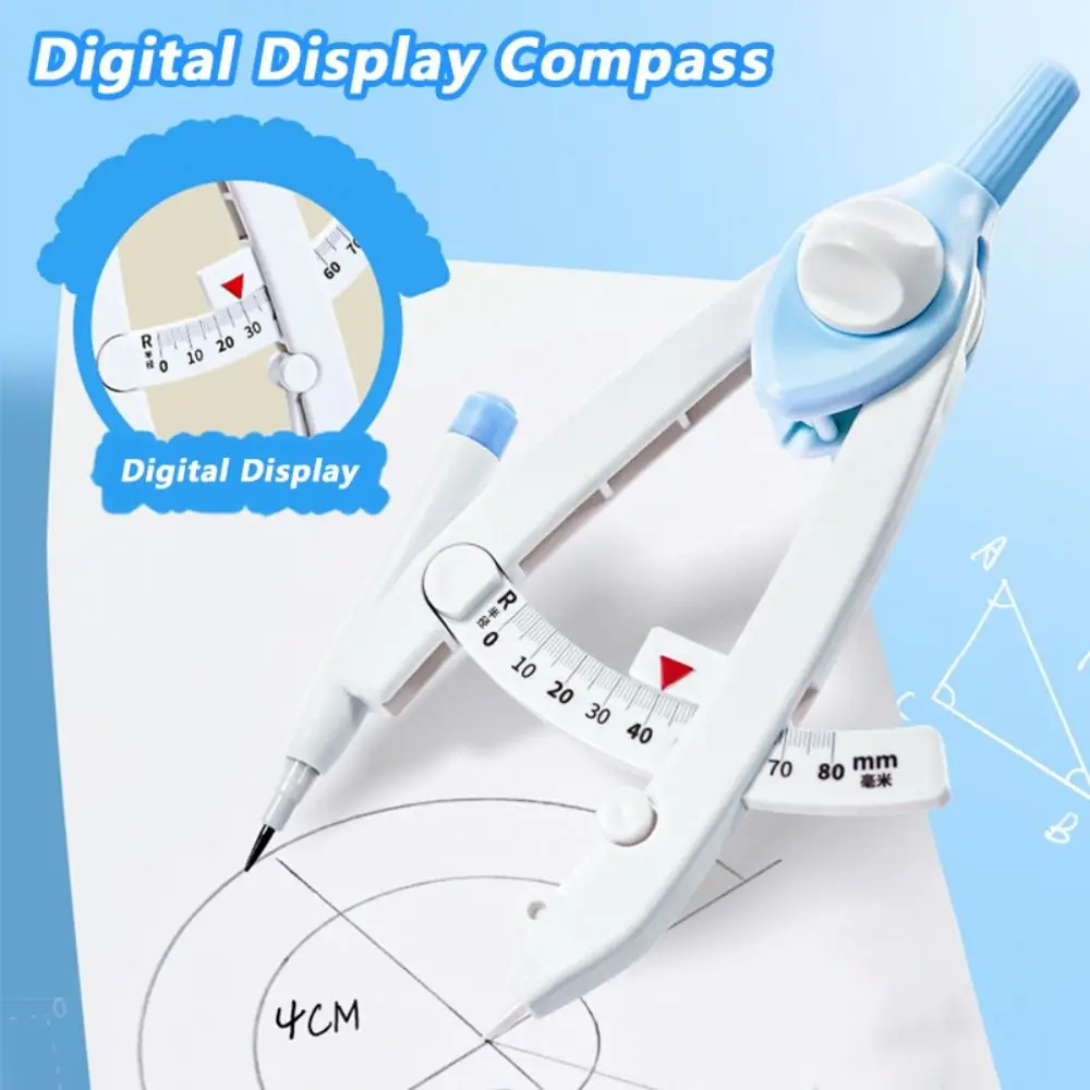 Digital Display Compass Lock-Distance with Replacement Pencil Leads Drawing Compass Safe No Metal Drawing Circles Tool