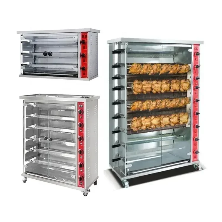 Industrial Commercial Stainless Steel 3 6 9 Rotary Gas Chicken Grill Rotisserie Machine Chicken Rotisserie Oven