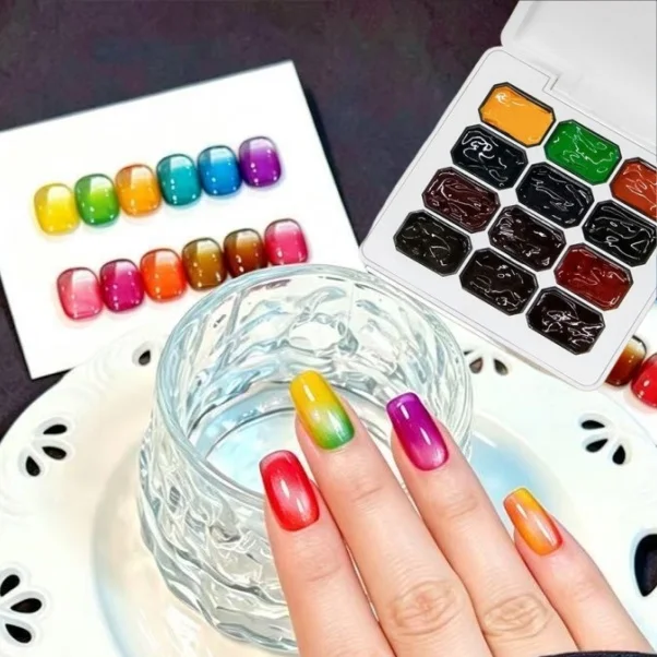 12-Color High Transparency Solid Nail Polish Adhesive, Dopamine Manicure Kit, High Saturation Shimmer, LED Manicure Perfect Gift gallery 5