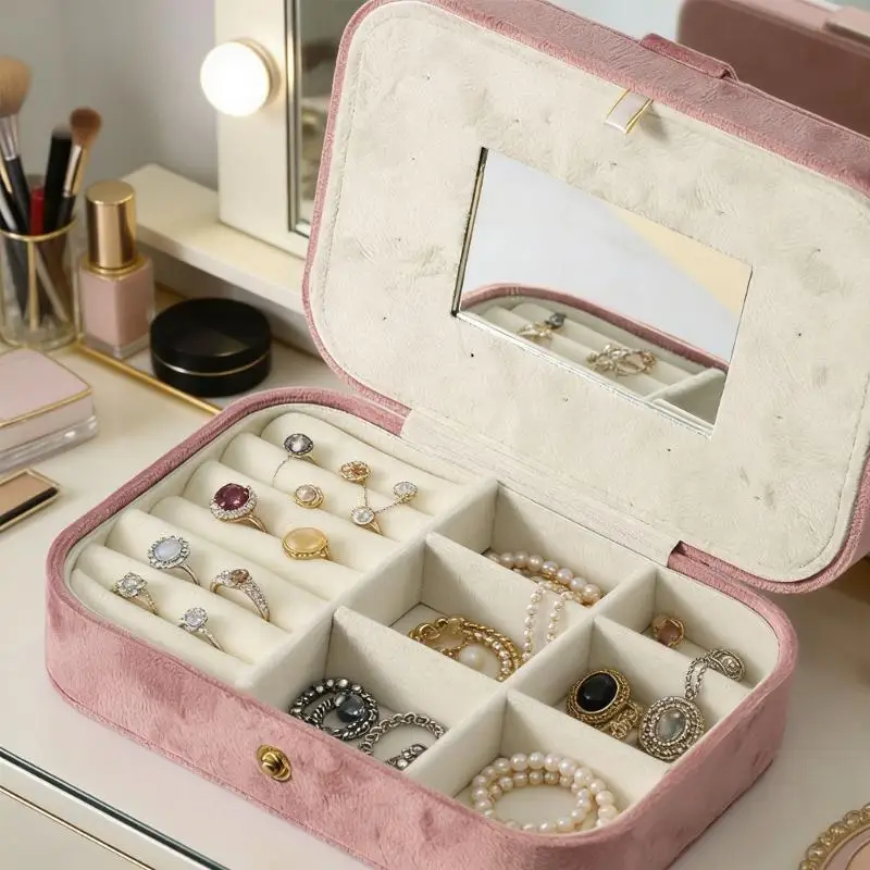 31BB Rectangular Jewelry Box Storage Space Lid Stylish Jewelry Organizers