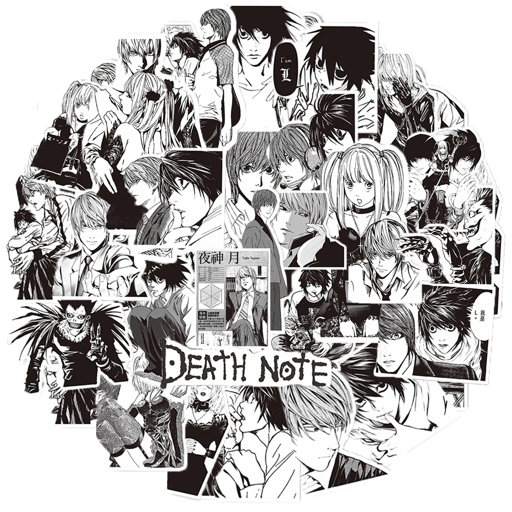 10/30/65PCS Anime Death Note Stickers Black White Decals Decoration DIY Scrapbook Luggage Laptop Bike Suitcase Car Graffiti Toys