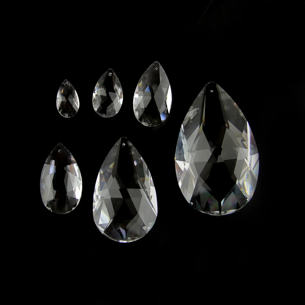 38-76mm Clear Crystal Glass Mesh Shape Tear Drop Chandelier Lighting Parts Suncatcher Pendant Prism for Home Wedding Decoration