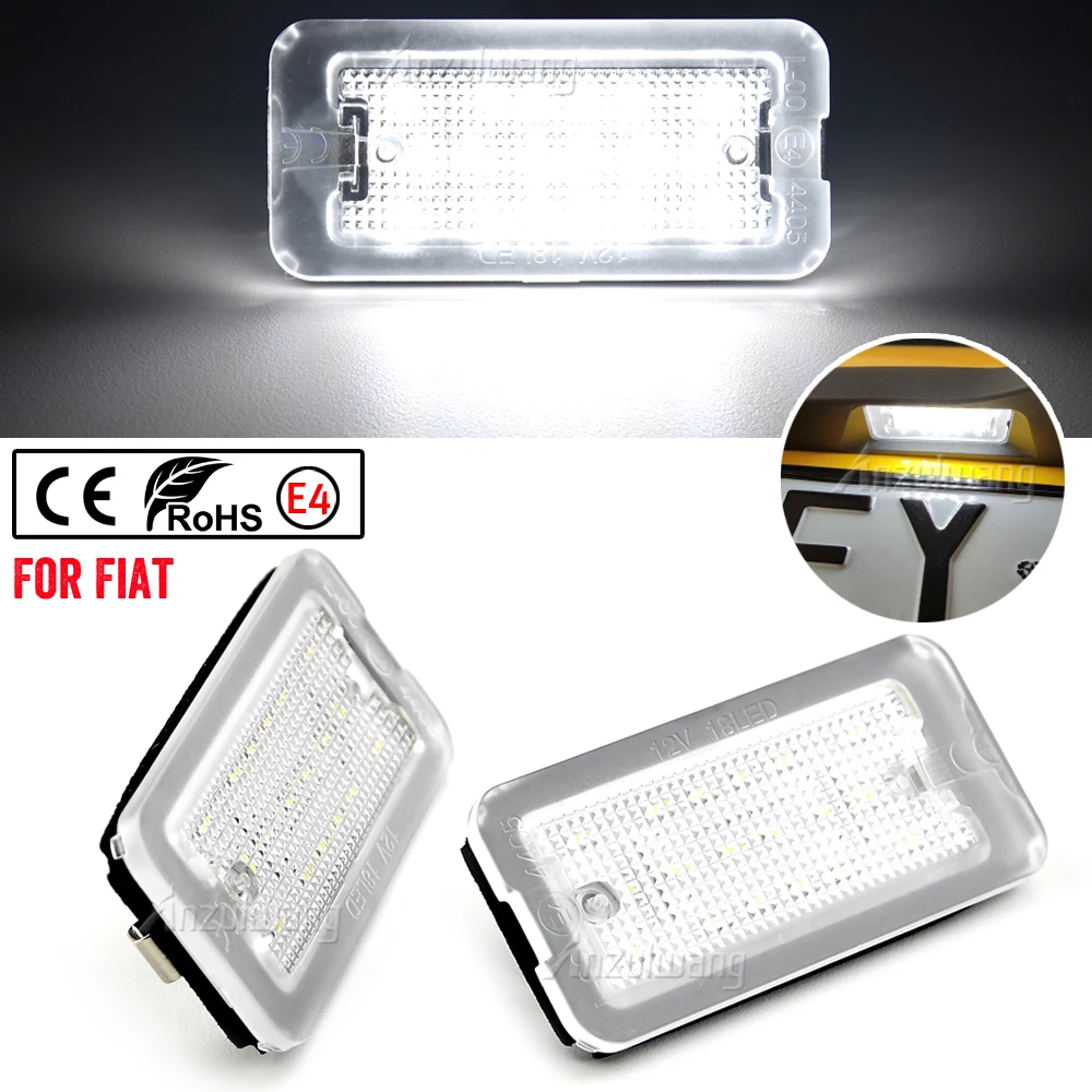 2pcs For Fiat Abarth 500 LED License Plate Lights For 500C 595 695 312 S3 S4 51800482 SMD White Rear Tail Lamps