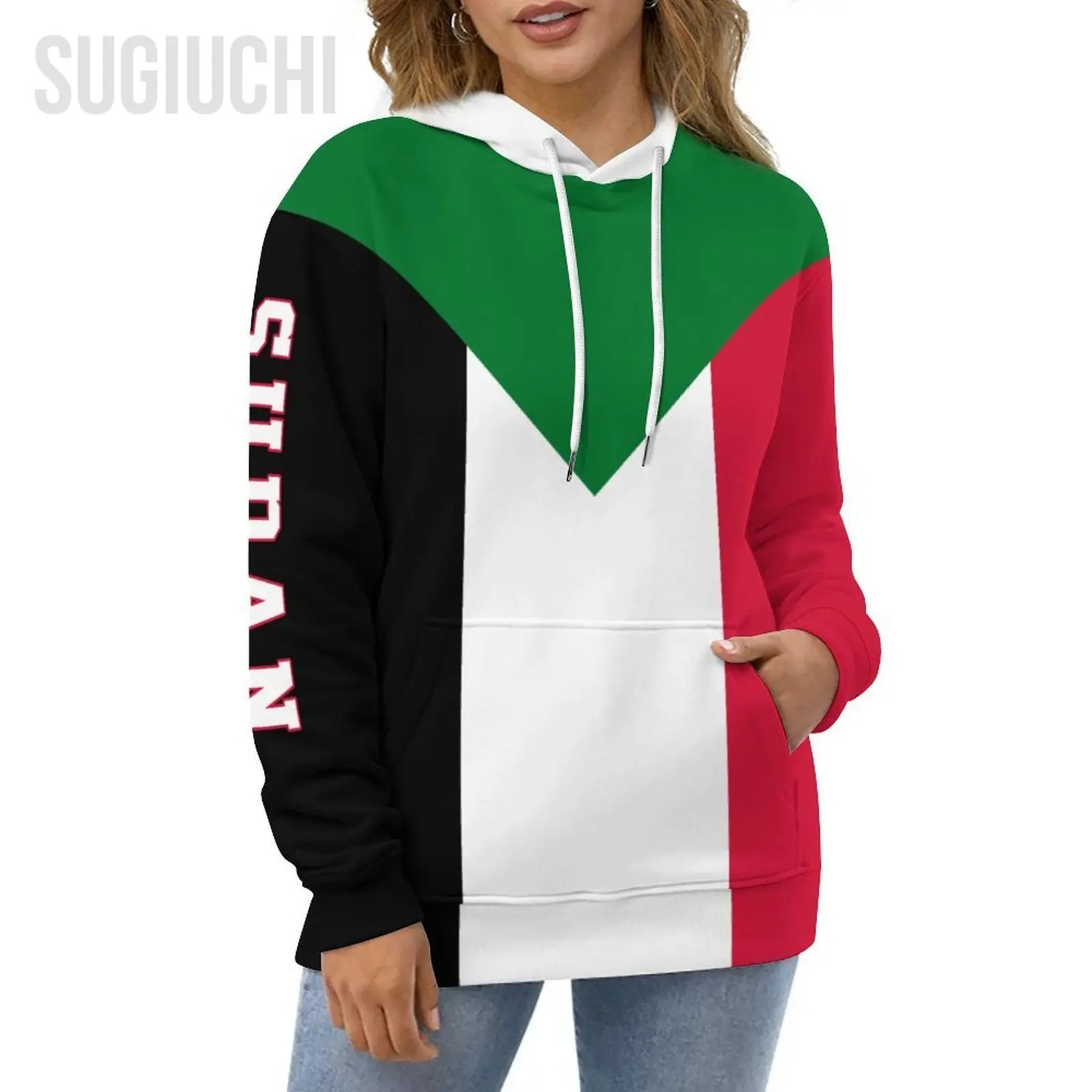 للجنسين 3D هوديي علم السودان الرجال النساء البوليستر المتناثرة البلوز البلوز هوديس عارضة بارد #2