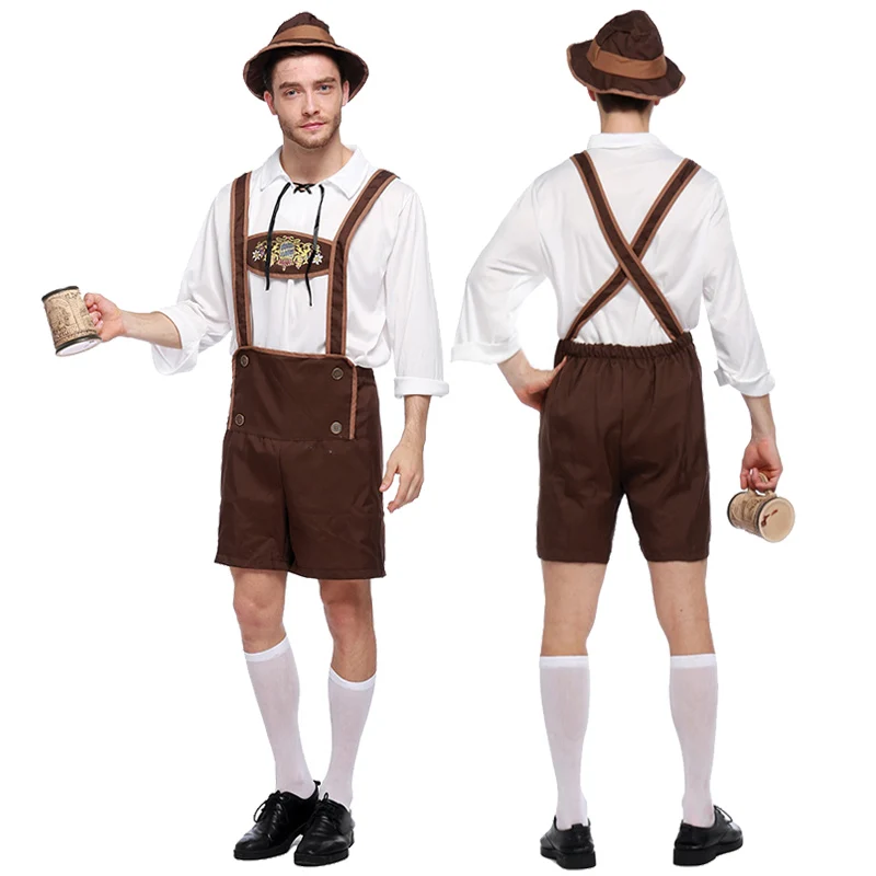 

Хэллоуин мужские костюмы Октоберфеста баварские мужские подтяжки Lederhosen костюм косплей карнавальная вечеринка одежда для выступлений
