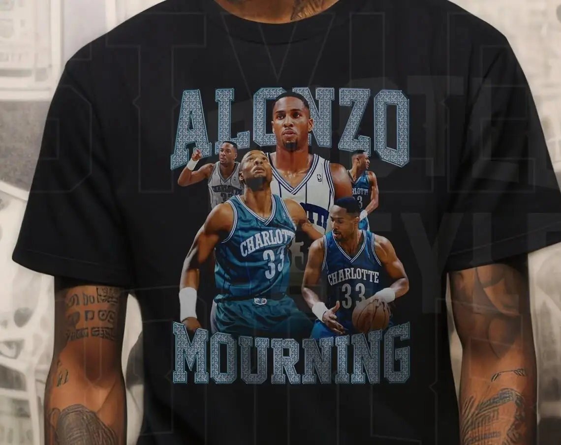 Alonzo Mourning 90s bootleg t-shirt Alonzo Mourning vintage basketball t-shirt gift for basketball fan gift for him Charlotte vi