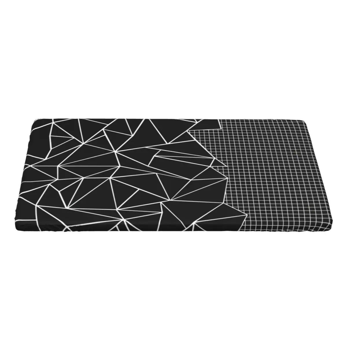 Custom Rectangular Fitted Abstract Grid On Side Black Table Cloth Oilproof Tablecloth Outdoor 4FT Table Cover