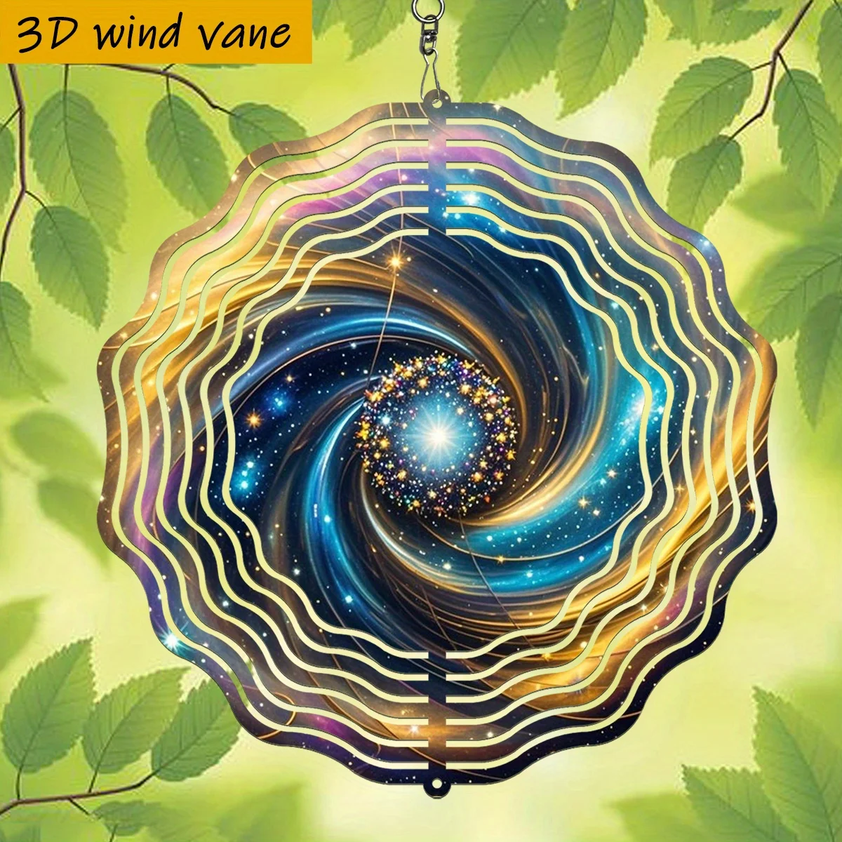 CIFBUY Metal Wind Chime 360 Degree Rotating 3D Wind Spinner Kaleidoscope Hook Kinetic Art Outdoor Garden Patio Yard Decor