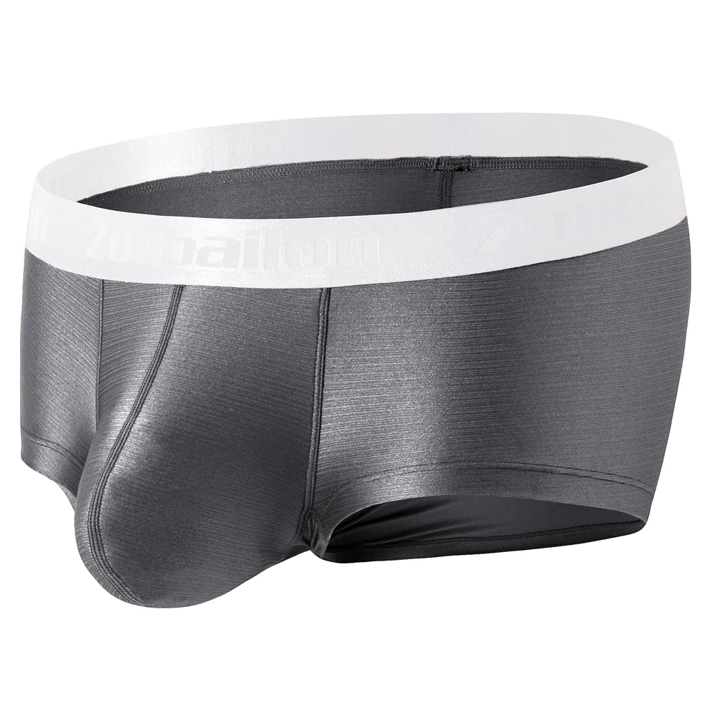 Jinshi Mens Sexy Bulge Enhancing Pouch Underwear Boxer Briefs Pack Short Leg Ball Pouch Tagless Silk Trunk