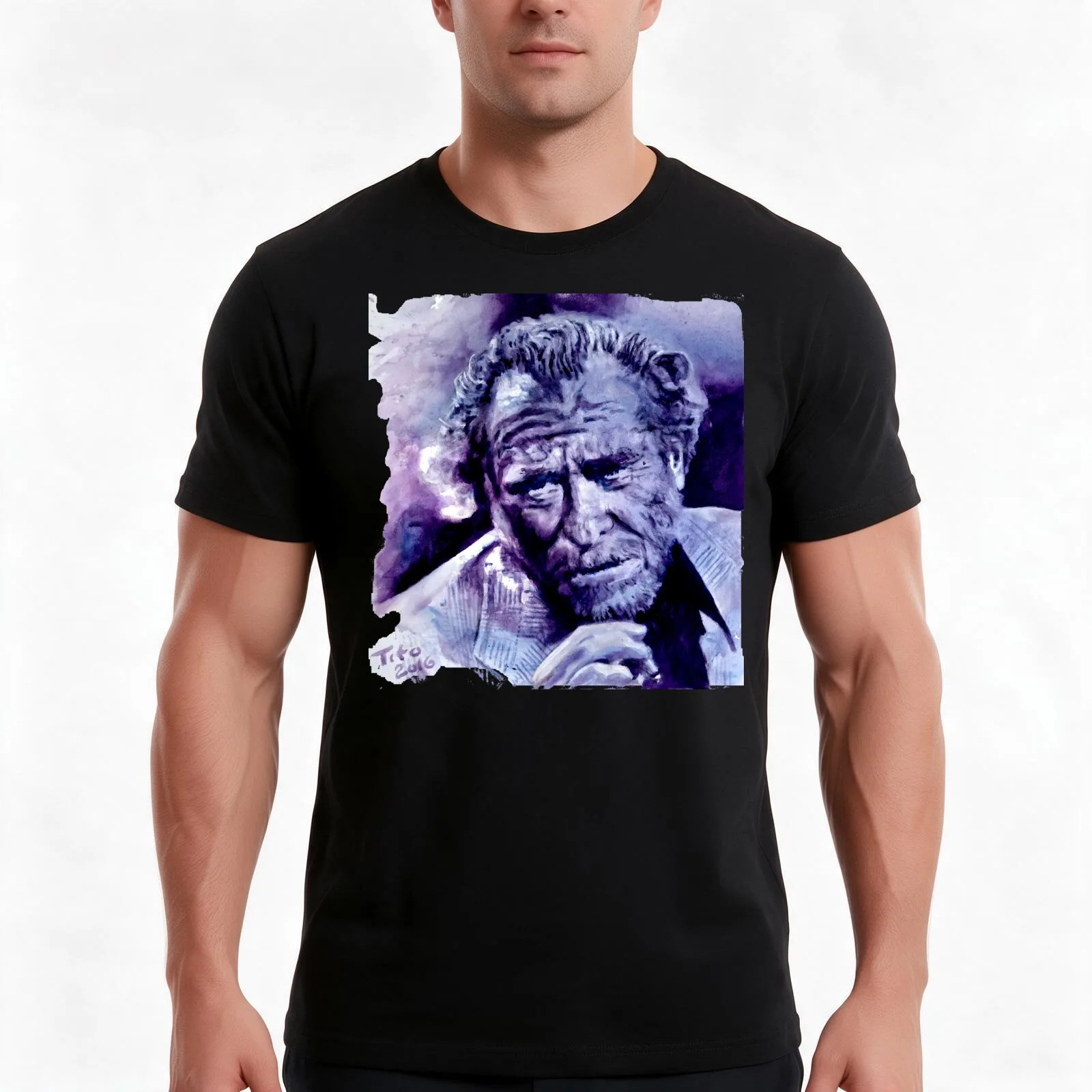 BUKOWSKI - Original painting T-Shirt Summer Casual Cotton Tee Oversized Streetwear Tops Vintage Graphic Print 100% Cotton