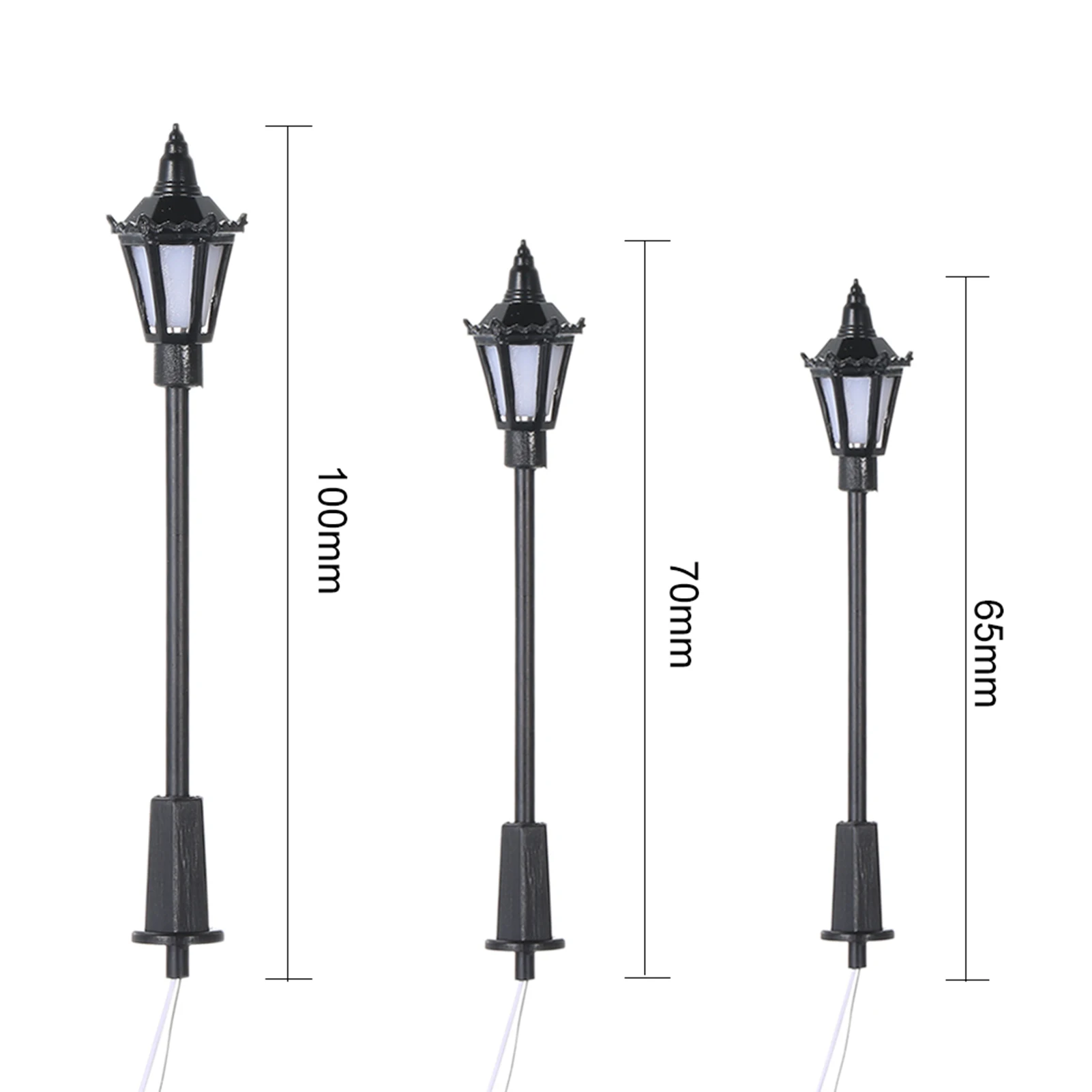 20pcs Warm White Model Street Lights Layout Lamppost Railway Train Garden Playground Scenery Led Lamp Lighting 1:150 Scale 65mm