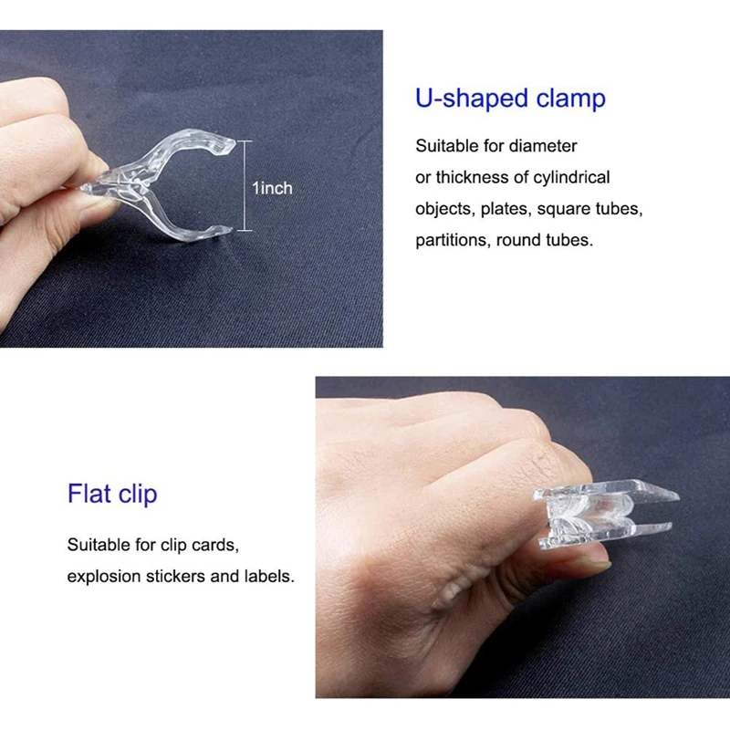 16Pcs Clear Sign Clips Plastic Clip Sign Holder Stand, Swivel Price Clips Clothing Rack Signs Tag Clothing Rack Signs