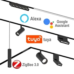 Smart zigbee 3.0 LED Magnetic Track Light Dimmable 48V Pendant Spot Lamp Magnet Flexible Fixture Rail Modern Design Tuya System