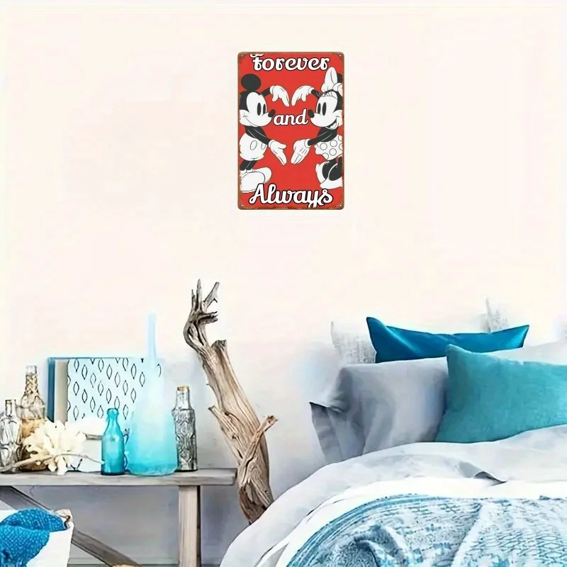 قطعة واحدة من صورة صفيح "ميكي ماوس وميني الحب الأبدي" - مثالية لغرفة المعيشة والمقهى والبار والدراسة، 30.48 × 2 #3