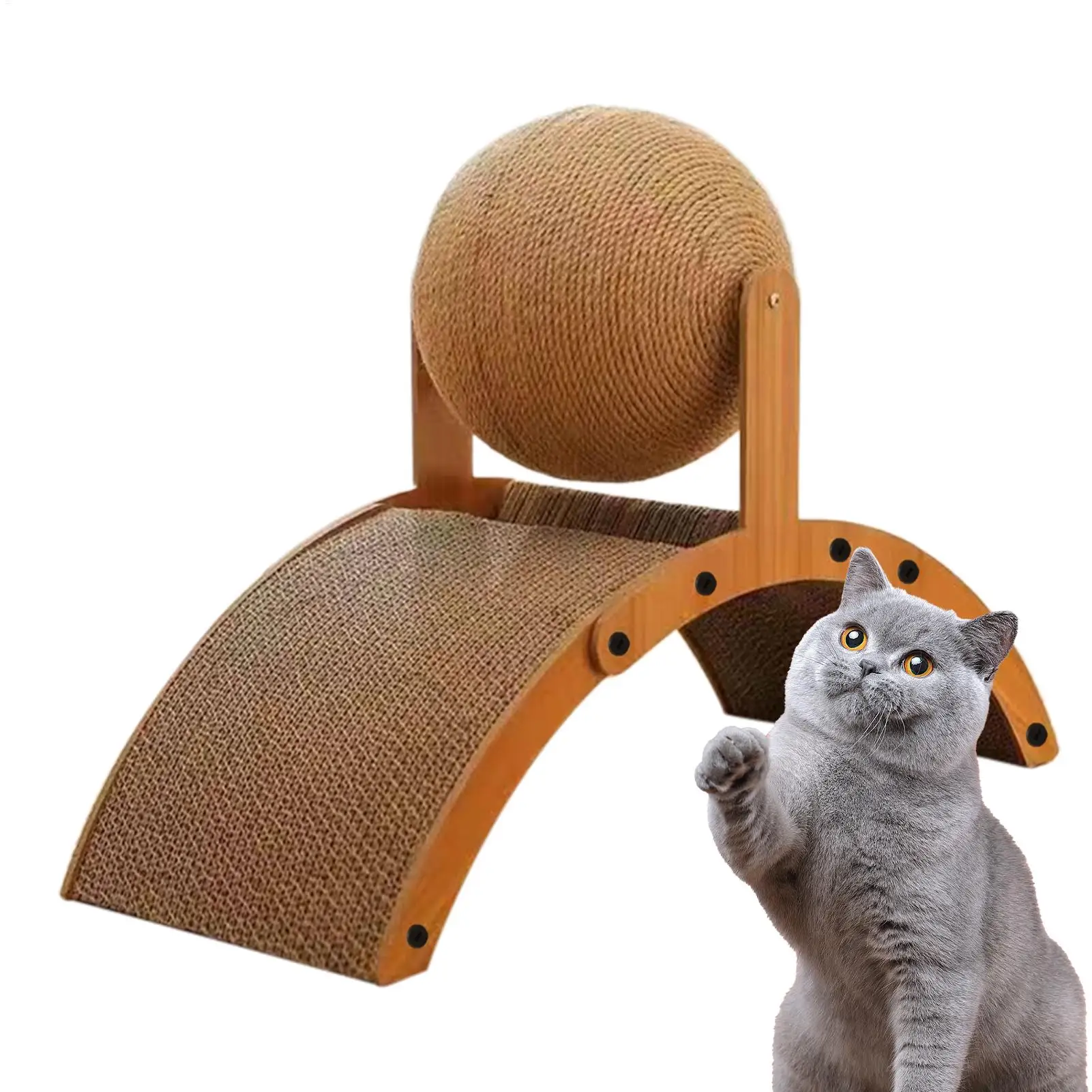 Katzen-Kratzball Interaktives Kätzchen-Spielzeug mit Wellpappe-Basis Vertikaler Kratzbaum für Wohnung Ruhe und Spiel