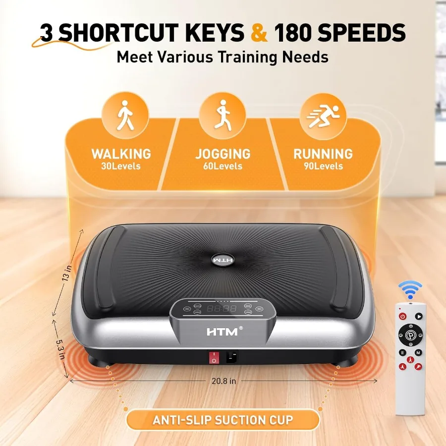 آلة تمرين لوحة الاهتزاز مع 180 إعدادًا للسرعة وسعة وزن 300 رطل لتخصيص جهاز التحكم عن بعد لكامل الجسم #2