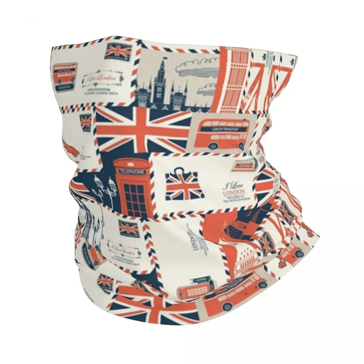 

United Kingdom Flag Collage Bandana Neck Warmer Men Women Winter Ski Hiking Scarf Gaiter UK London British Pattern Face Cover