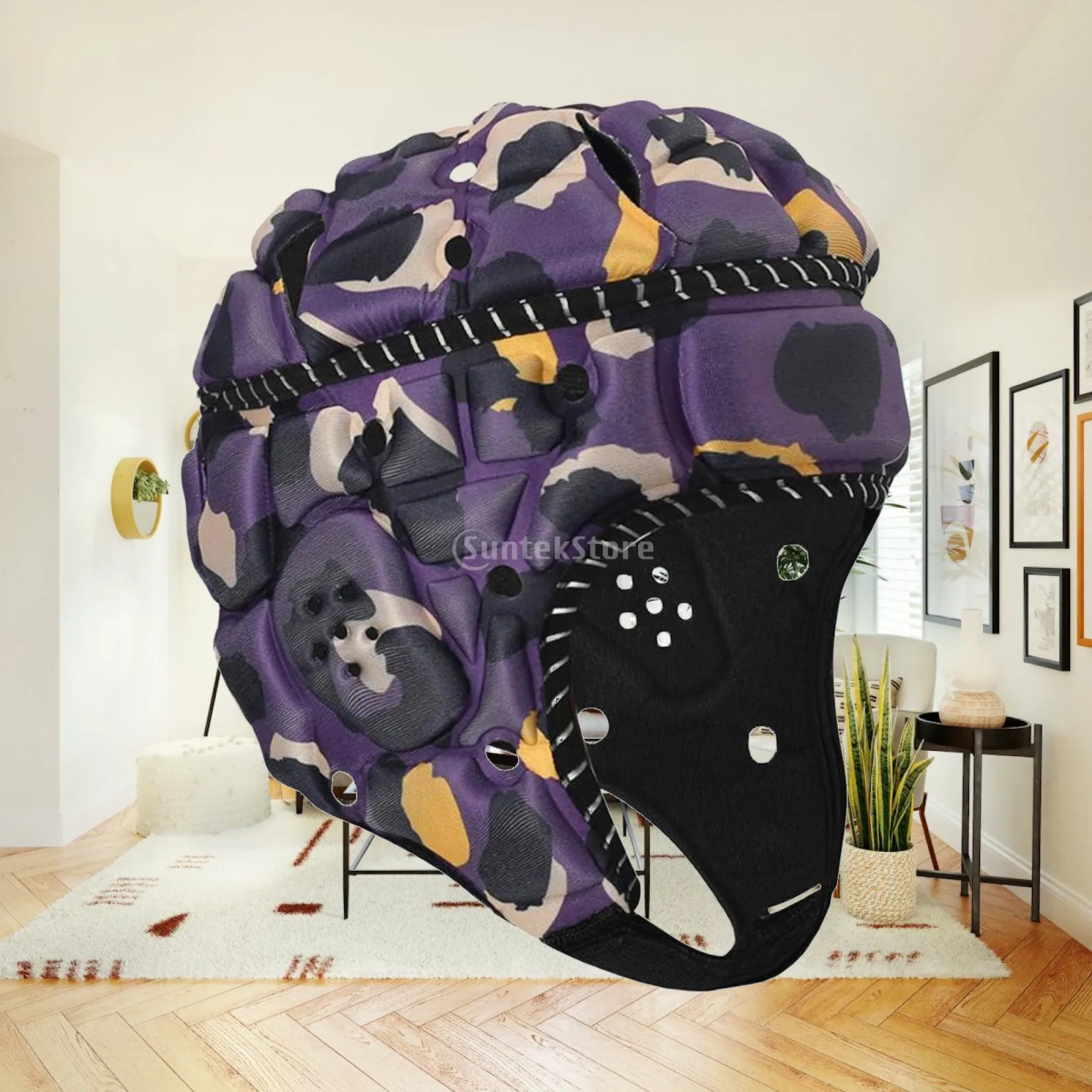 Rugby Helmet Children’s Protective Headgear Comfortable Sports Cap with Reflective Strips for Youth Football Outdoor Play